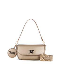 Juicy Couture - Gold Solid Pu Handheld Bag with Detachable Coin Pouch and Stra