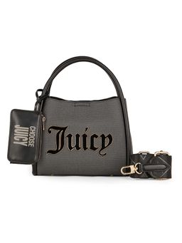 Juicy Couture - Black Solid Pu Handbag with Detachable Pouch and Strap