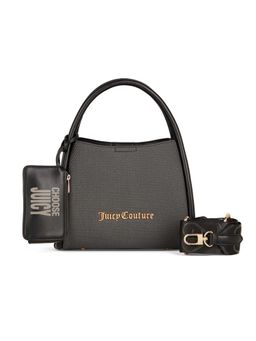 Juicy Couture - Black Solid Pu Handbag with Detachable Pouch and Strap