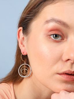 Sohi - Gold Plated Designer Stone Party Hoop Drop Earring for Women