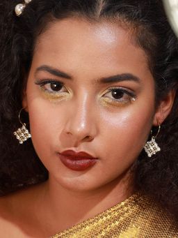 Sohi - Gold Plated Designer Stone Party Hoop Dangler Earring for Women