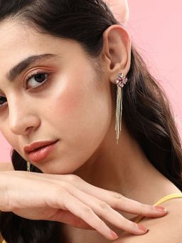 Sohi - Gold Plated Designer Stone Party Drop Earring for Women