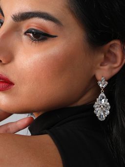 Sohi - Gold Plated Designer White Stone Party Drop Earring for Women