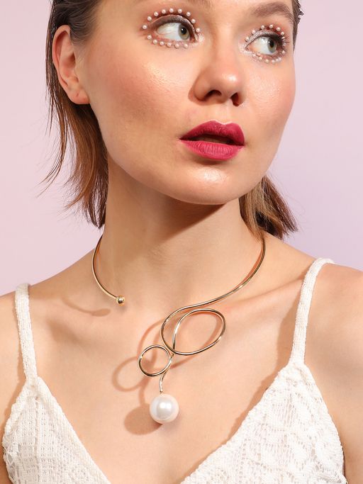 Sohi Gold Plated Pearls Party Necklace for Women