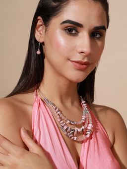 Sohi - Silver Plated Designer Stone Casual Necklace and Earring Set for Women