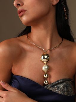 Sohi - Gold Plated Pearls Casual Necklace for Women