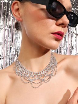 Sohi - Silver Plated Designer Party Necklace for Women