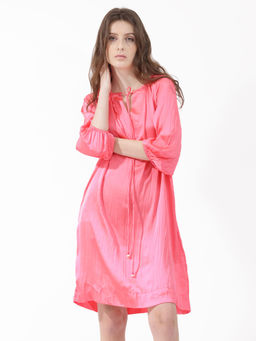 RAREISM - Biere Flouroscent Pink Solid Dress