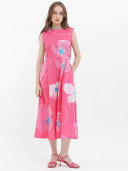 RAREISM - Jerile Flouroscent Pink Floral Dress