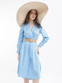 RAREISM - Kiril Light Blue Solid Dress (Set of 2)