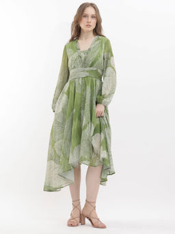 RAREISM - Warrie Olive Floral Dress