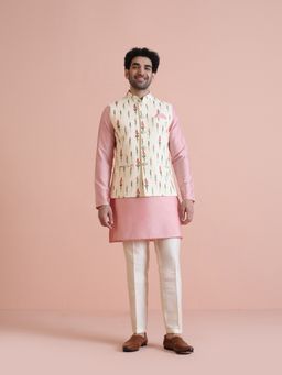 KISAH - Men Multi Floral Mid Kurta Nehru Jacket and Pant