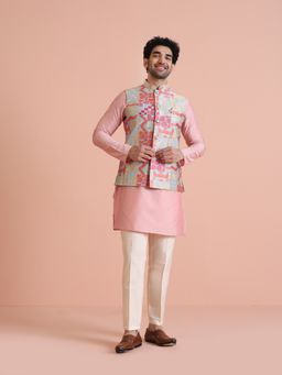KISAH - Men Multi Mid Kurta Nehru Jacket and Pant