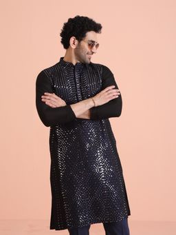 KISAH - Men Navy Blue Kurta