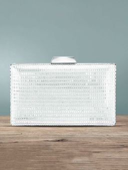 Peora - Silver-Toned Embellished Box Clutch -C45S