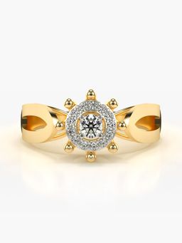 Valanova - Sterling Silver Plated with Yellow Gold and Certified Lab Grown Diamond 0.20Cts Ring