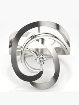 Valanova - Sterling Silver Plated with White Gold and Certified Lab Grown Diamond 0.11Cts Ring