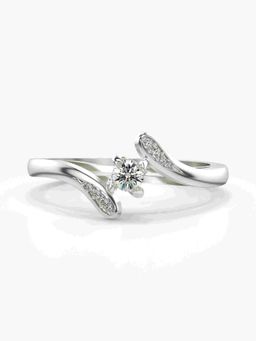 Valanova - Sterling Silver Plated with White Gold and Certified Lab Grown Diamond 0.15Cts Ring