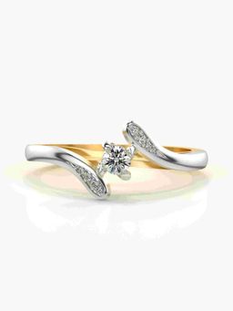 Valanova - Sterling Silver Plated with Yellow Gold and Certified Lab Grown Diamond 0.15Cts Ring