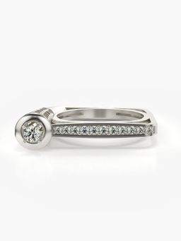 Valanova - Sterling Silver Plated with White Gold and Certified Lab Grown Diamond 0.30Cts Ring