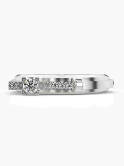 Valanova - Sterling Silver Plated with White Gold and Certified Lab Grown Diamond 0.15Cts Ring