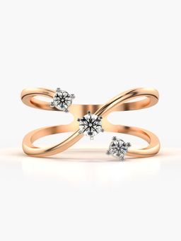 Valanova - Sterling Silver Plated with Rose Gold and Certified Lab Grown Diamond 0.21Cts Ring