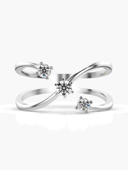 Valanova - Sterling Silver Plated with White Gold and Certified Lab Grown Diamond 0.21Cts Ring