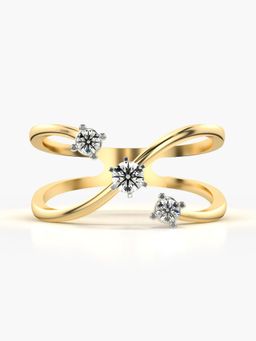 Valanova - Sterling Silver Plated with Yellow Gold and Certified Lab Grown Diamond 0.21Cts Ring