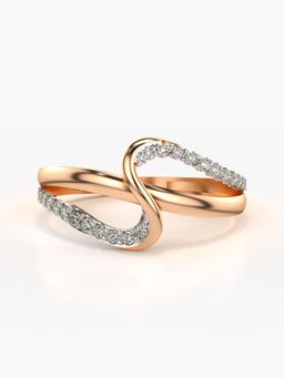 Valanova - Sterling Silver Plated with Rose Gold and Certified Lab Grown Diamond 0.18Cts Ring