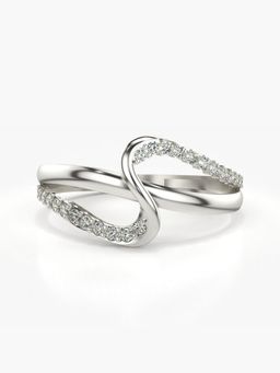 Valanova - Sterling Silver Plated with White Gold and Certified Lab Grown Diamond 0.18Cts Ring