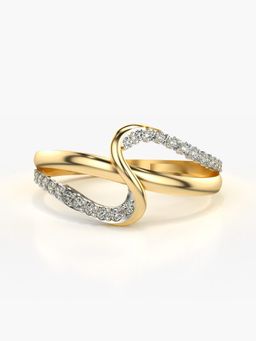 Valanova - Sterling Silver Plated with Yellow Gold and Certified Lab Grown Diamond 0.18Cts Ring