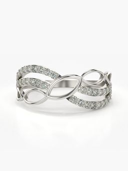 Valanova - Sterling Silver Plated with White Gold and Certified Lab Grown Diamond 0.32Cts Ring