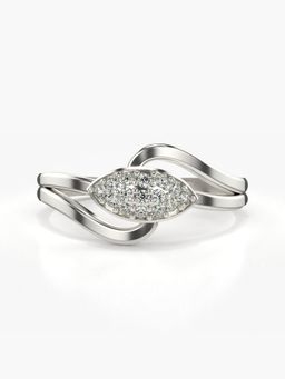 Valanova - Sterling Silver Plated with White Gold and Certified Lab Grown Diamond 0.12Cts Ring