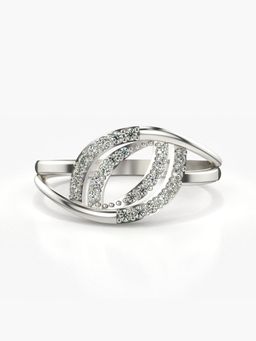 Valanova - Sterling Silver Plated with White Gold and Certified Lab Grown Diamond 0.19Cts Ring