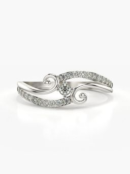Valanova - Sterling Silver Plated with White Gold and Certified Lab Grown Diamond 0.20Cts Ring