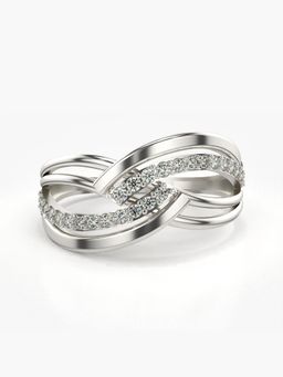 Valanova - Sterling Silver Plated with White Gold and Certified Lab Grown Diamond 0.20Cts Ring