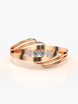 Valanova - Sterling Silver Plated with Rose Gold and Certified Lab Grown Diamond 0.06Cts Ring