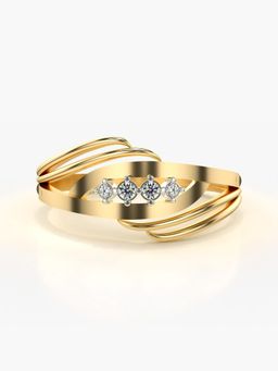 Valanova - Sterling Silver Plated with Yellow Gold and Certified Lab Grown Diamond 0.06Cts Ring