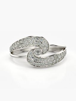Valanova - Sterling Silver Plated with White Gold and Certified Lab Grown Diamond 0.41Cts Ring