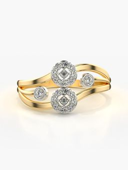 Valanova - Sterling Silver Plated with Yellow Gold and Certified Lab Grown Diamond 0.22Cts Ring