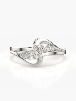 Valanova - Sterling Silver Plated with White Gold and Certified Lab Grown Diamond 0.07Cts Ring