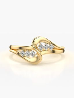 Valanova - Sterling Silver Plated with Yellow Gold and Certified Lab Grown Diamond 0.07Cts Ring