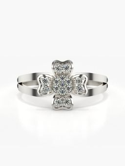 Valanova - Sterling Silver Plated with White Gold and Certified Lab Grown Diamond 0.16Cts Ring