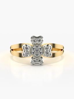Valanova - Sterling Silver Plated with Yellow Gold and Certified Lab Grown Diamond 0.16Cts Ring