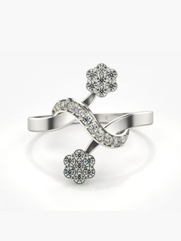Valanova - Sterling Silver Plated with White Gold and Certified Lab Grown Diamond 0.28Cts Ring