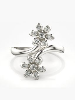 Valanova - Sterling Silver Plated with White Gold and Certified Lab Grown Diamond 0.13Cts Ring