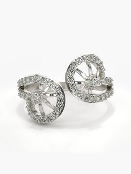 Valanova - Sterling Silver Plated with White Gold and Certified Lab Grown Diamond 0.43Cts Ring