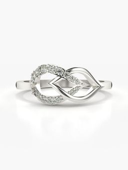 Valanova - Sterling Silver Plated with White Gold and Certified Lab Grown Diamond 0.16Cts Ring