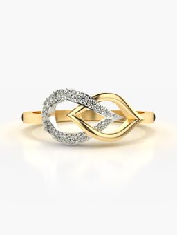 Valanova - Sterling Silver Plated with Yellow Gold and Certified Lab Grown Diamond 0.16Cts Ring