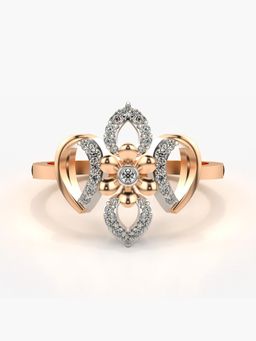 Valanova - Sterling Silver Plated with Rose Gold and Certified Lab Grown Diamond 0.19Cts Ring